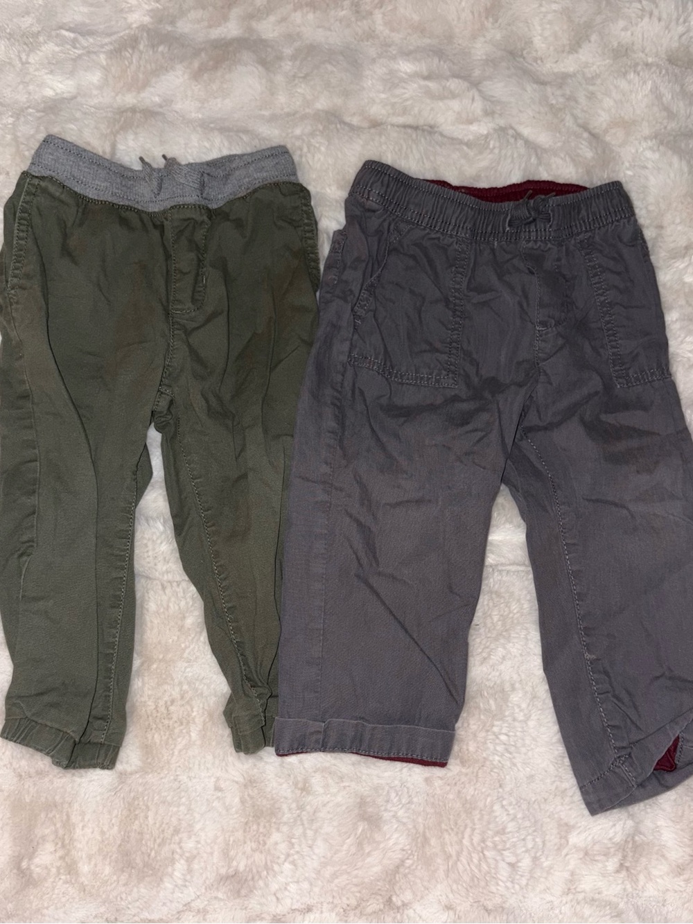 OshKosh B'gosh Olive Green and Gray Pull-On Pants Set